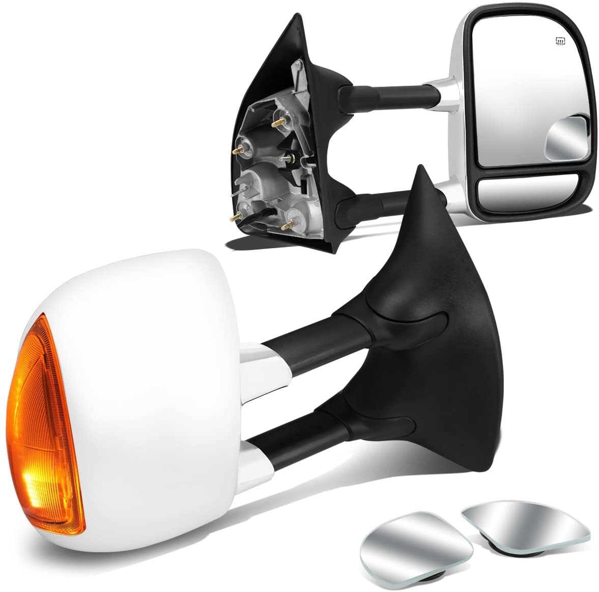 DNA Motoring TWM-004-T999-CH-AM+DM-074 Pair of Towing Side Mirrors + Blind Spot Mirrors