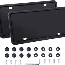 LivTee Black Silicone License Plate Frame, Universal American Auto License Plate Frame, Rust-Proof, Rattle-Proof, Weather-Proof(2pcs)