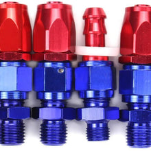 SUNROAD Universal Adjustable Aluminum Fuel Pressure Regulator Valve Kit + 100 Psi Pressure Gage AN6 Fitting Connectors Kit Red & Blue