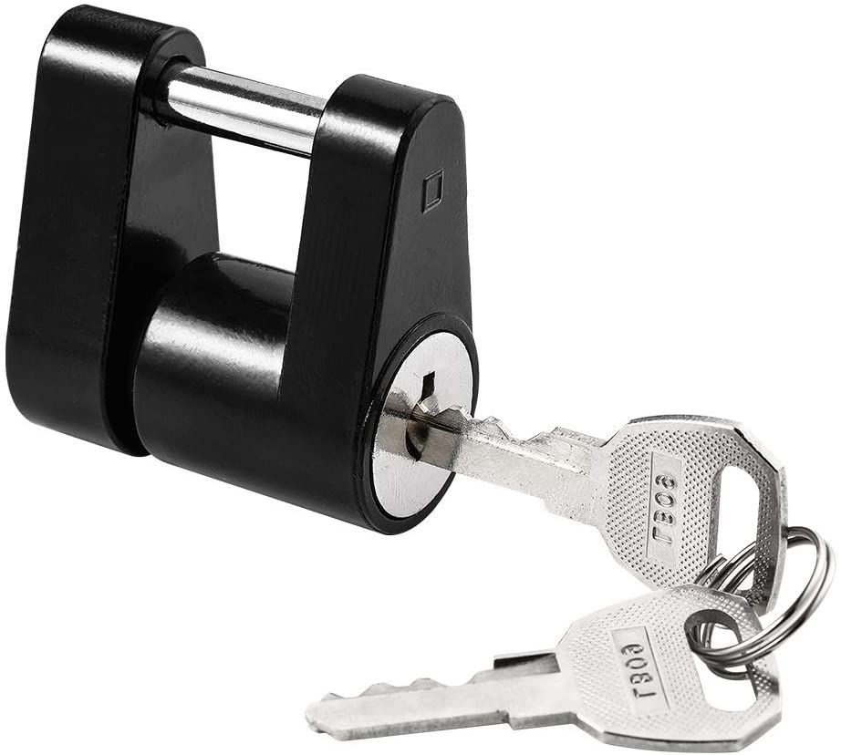 CZC AUTO Black Trailer Hitch Coupler Lock, Dia 1/4 Inch, 3/4 Inch Span for Tow Boat RV Truck Car's Coupler (1 Pack, Black)