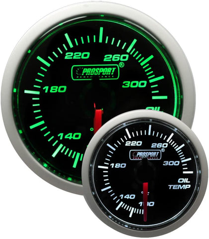Oil Temperature Gauge- Electrical Green/white Performance Series 52mm (2 1/16