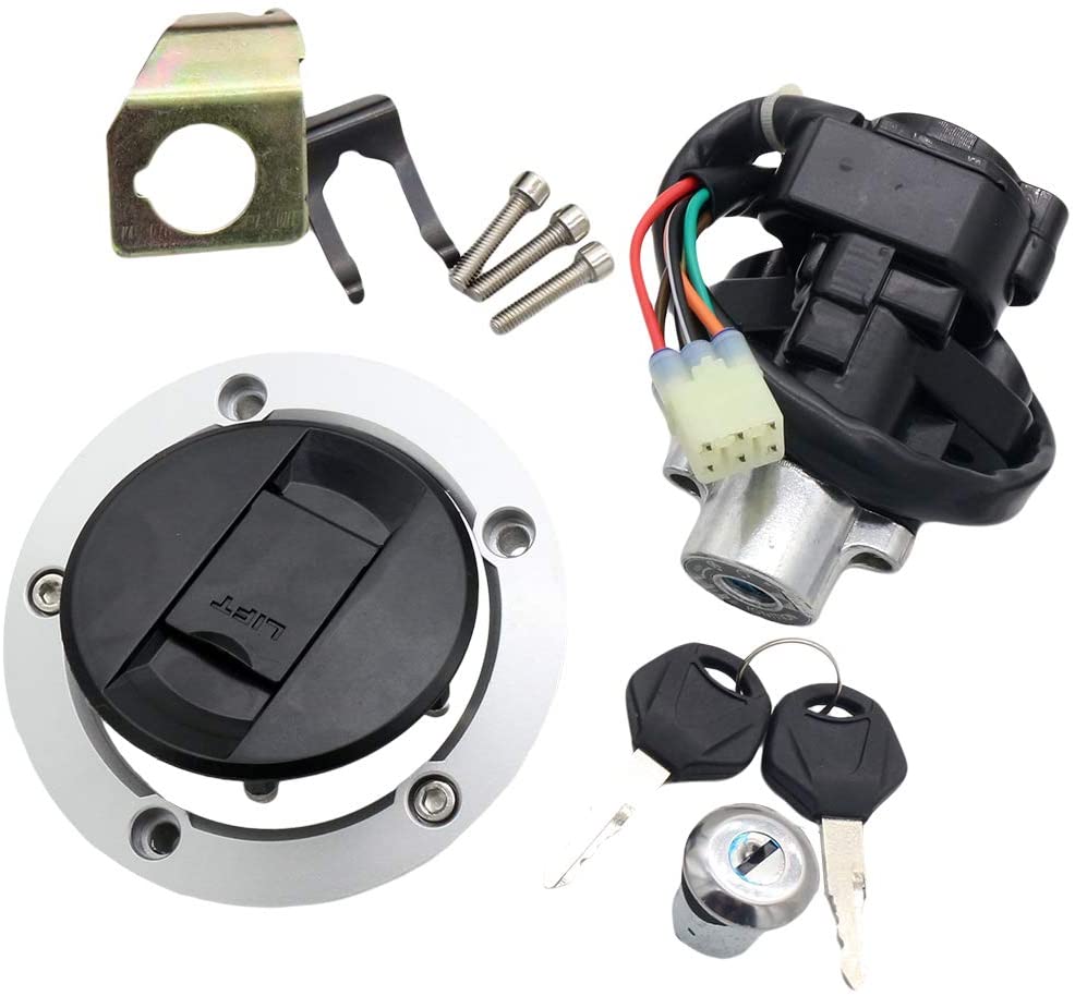 CNCMOTOK Set Ignition Switch + Gas Fuel Tank Cap + Seat Lock + Keys Fit Suzuki GSXR 600 750 GSXR600 GSXR750 2004-2005
