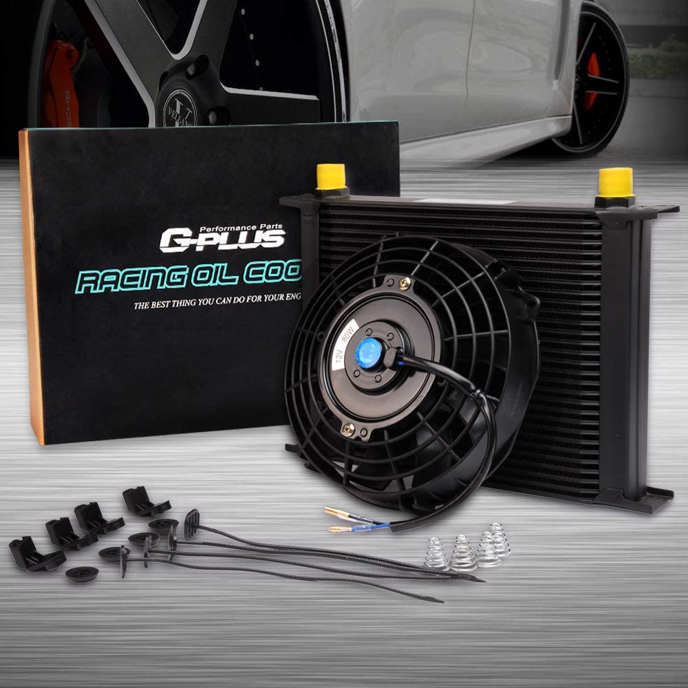 Universal 30 ROW AN10 Aluminum Transmission Engine Oil Cooler Kit Black+ 7