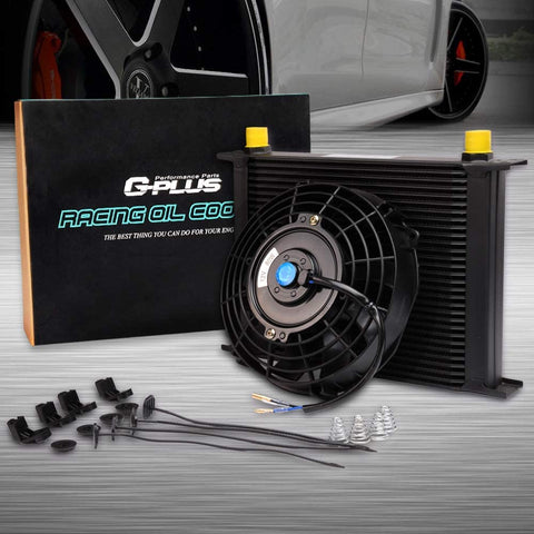Universal 30 ROW AN10 Aluminum Transmission Engine Oil Cooler Kit Black+ 7