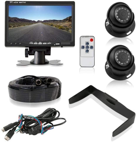 Pyle Upgraded LCD Backup Camera Vehicle Mount With Weatherproof, (2) 170 Degree Adjustable Angle, Night Vision Cams, Color Video Security System for Truck, Vans, Cars
