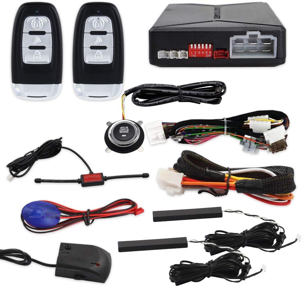 EASYGUARD EC010 PKE car Alarm with Push Engine Start, Remote Engine Start & Shock Alarm Warning Proximity Lock Unlock DC12V