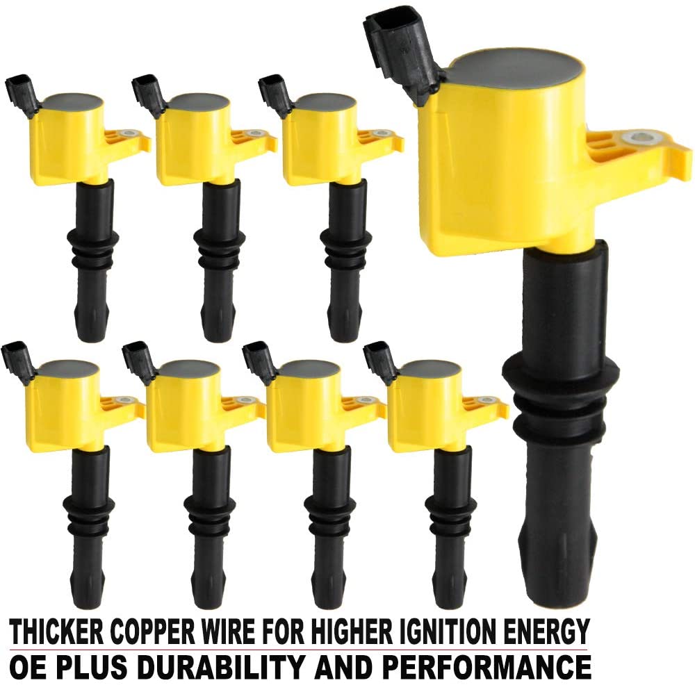 Motovecor DG511 Ignition Coil 8 High Performance Straight Boot Ignition Coil Pack for Ford F150 F-150 F250 Lincoln Mercury V8 V10 4.6l 5.4l 6.8l Compatible with 3L3E12A366CA 5C1584 C1541 FD-508 UF-537
