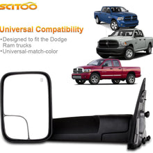 SCITOO Compatible fit for Towing Mirrors 2003 2004 2005 2006 2007 2008 for Dodge Ram 1500 2500 3500 2002 for Dodge Ram 1500 2009 for Dodge Ram 2500 3500 Truck Black Manual Side View Pair Mirrors