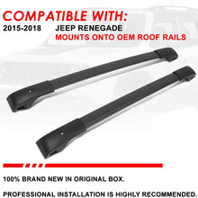 OE Style Matte Black Roof Rack Rail Cross Bars w/ABS Mounting Brackets Replacement For Jeep Renegade Cross Bar 15-20
