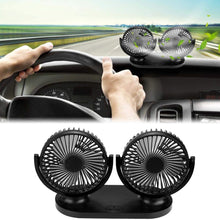 Qii lu USB Fan, USB Dual Head Car Fan Portable Air Conditioner Auto Cooler Ventilation 12V(all black)