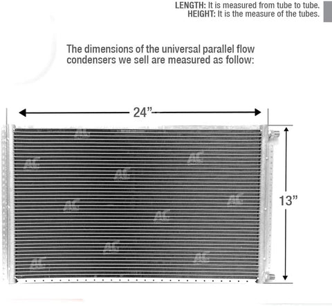 CLIMAPARTS CNFP1324 A/C Universal Condenser Parallel Flow 13 x 24 O-ring #6#8