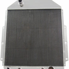 OzCoolingParts 42-52 Ford F-Series Radiator Fan Shroud Kit, 4 Row Core Aluminum Radiator + 16" Fan w/Shroud + Thermostat/Relay Wire Kit for 1942-1952 43 44 45 46 47 48 Ford F1 F2 F3 Pickup Truck V8
