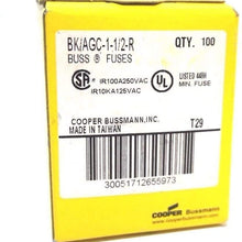 BUSSMANN BY EATON BK/AGC-1-1/2-R FUSE, CARTRIDGE, 1.5A, 6.3X32MM, FST ACT (100 pieces)