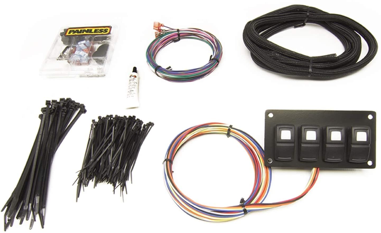 Painless Performance 58107 Track Rocker 4-Switch Customizable Panel, In-Dash Mount