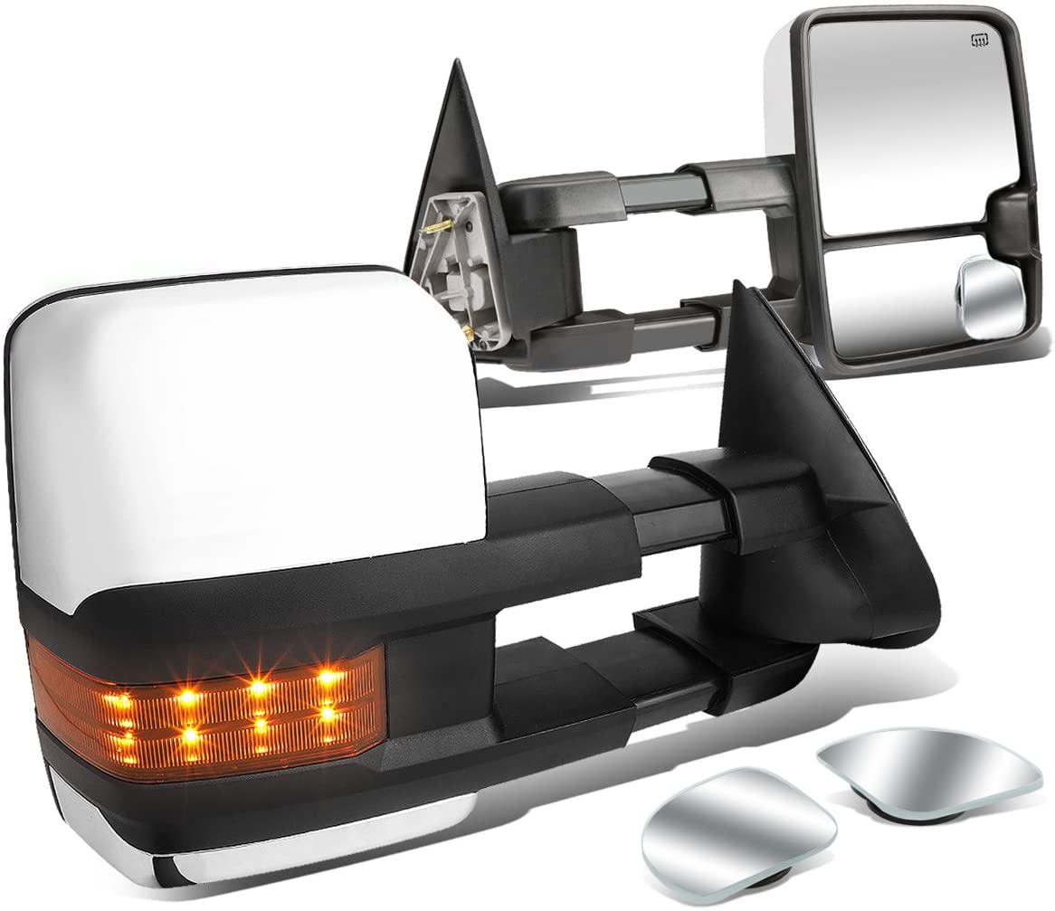 DNA Motoring TWM-015-T999-CH-AM+DM-074 Pair of Towing Side Mirrors + Blind Spot Mirrors