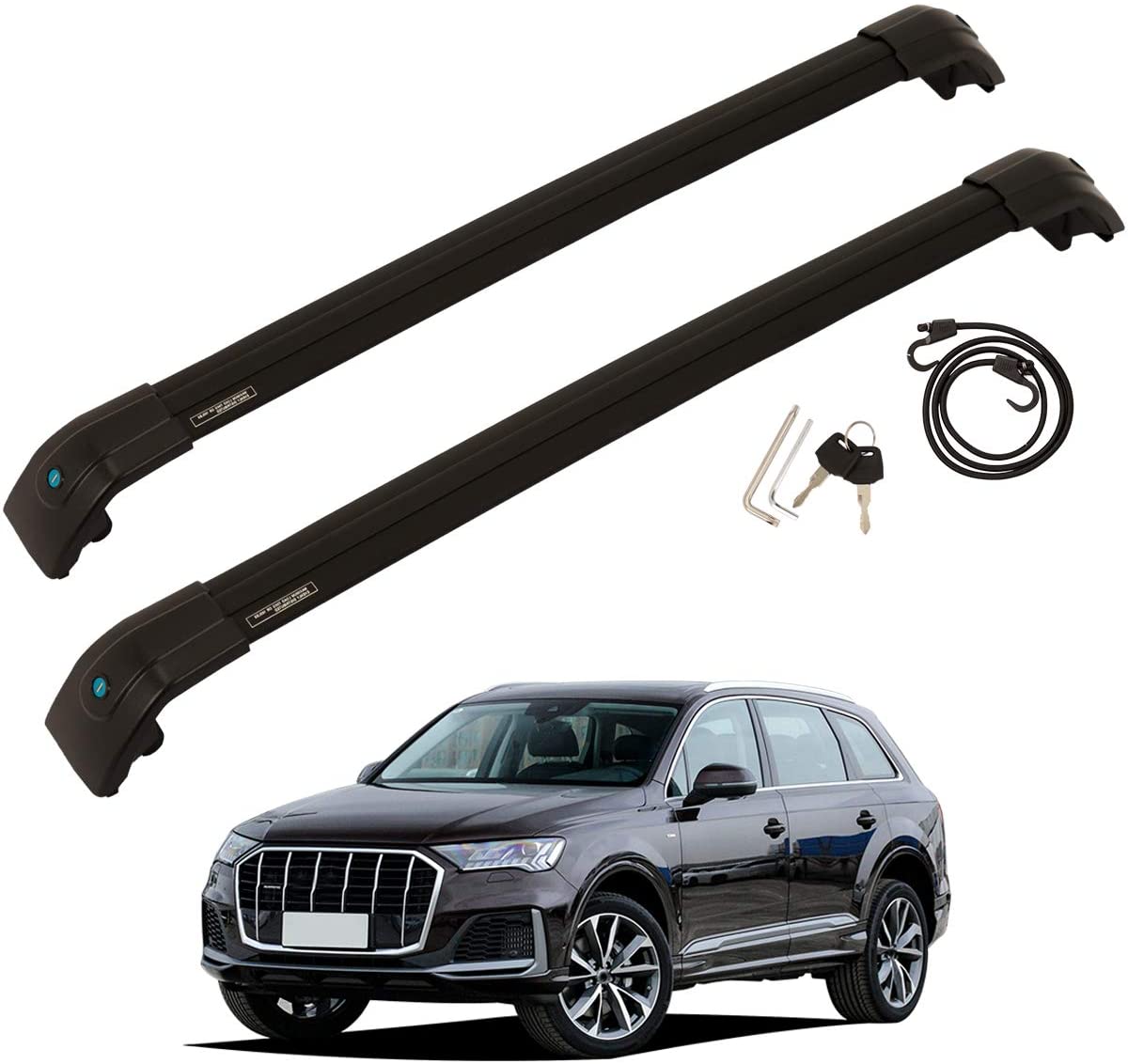 TUNTROL Lockable Roof Rack Cross Bars Baggage Locking Roof Rail Crossbars Luggage Rack Carrier Load Roof Cross Bars Compatible with Q7 2007-2016