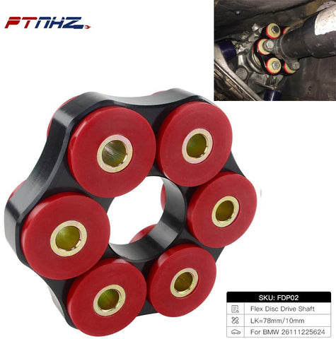 PTNHZ Manual Transmission Mount Flex Disc Drive Shaft Coupling Bushing Aluminum Polyurethane 85A Compatible for BMW E30 26111225624