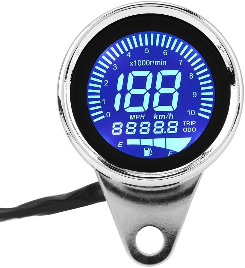 Universal Motorcycle Digital LCD Speedometer, Keenso Motorbike KMH Tachometer Speed Gauge 160KMH 12V