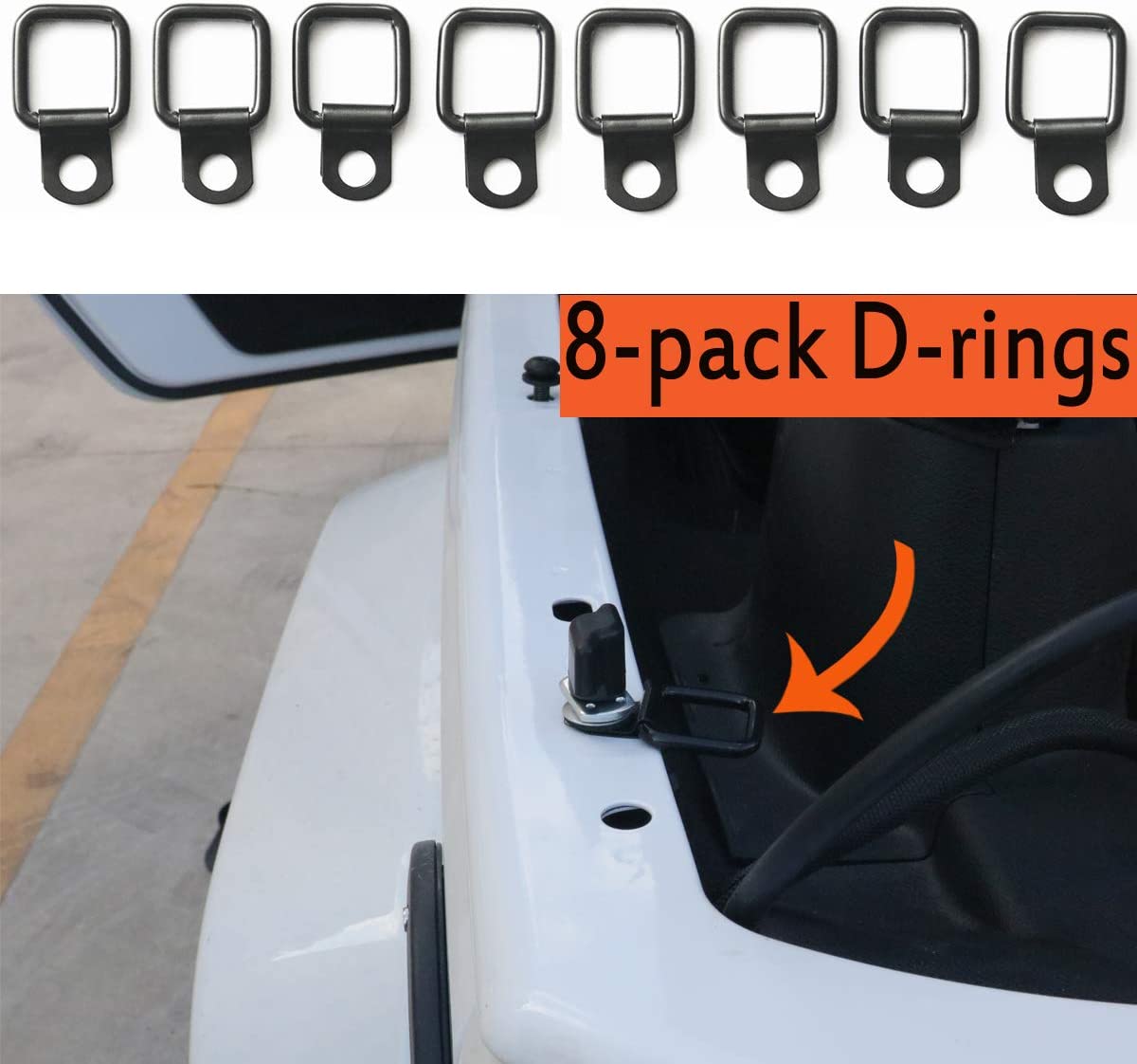 Bestong Trailers Trucks Warehouses Cargo Tie-Down V-Ring Anchors Black Steel Bolton Trailer V-Ring Tie Down Compatible with D-Ring Plastic Flush Mount Pan Fitting Tiedown (4-Pack V-Ring)