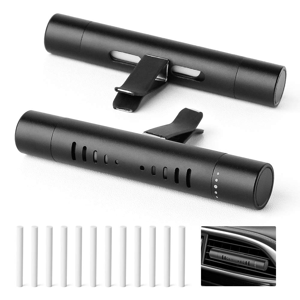 2 Packs Custom Car Vent Clip Cylindrical Essential Oil Car Diffuser Vent Clip with 12 Refill Sticks for Car,Office,kitchen,Bathroom, Pet Houses