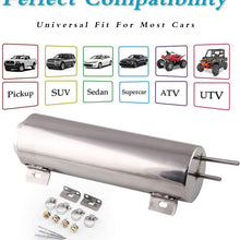 Ruien Radiator Coolant Overflow Tank/Reservior 3"x 9" Polished Stainless 32 oz Silver