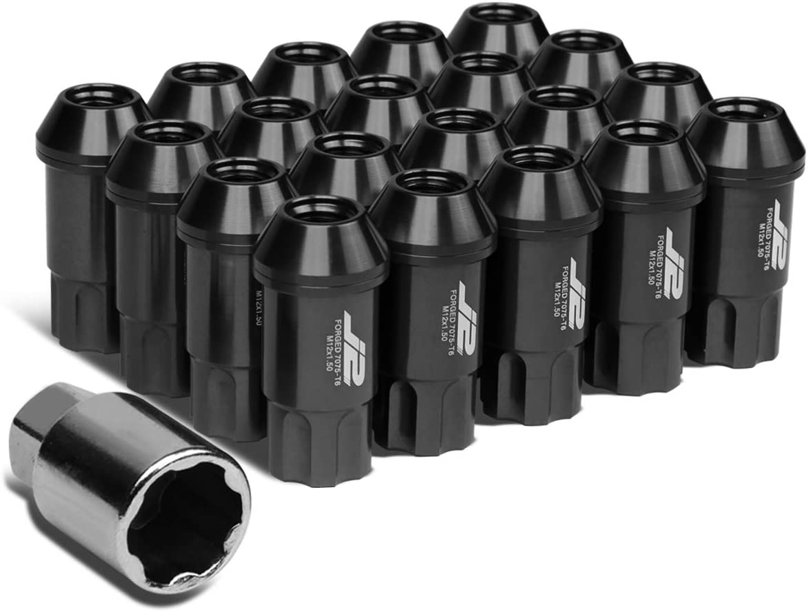 J2 Engineering 7075 Replacement forged Aluminum M12X1.5 20Pcs 50mm Long Open End Lug Nut Set w/Turner (Red)
