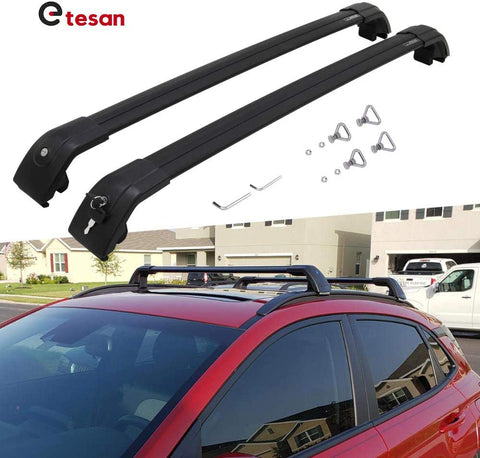 2 Pieces Cross Bars Fit for Hyundai Kona 2018 2019 2020 2021 Black Cargo Baggage Luggage Roof Rack Crossbars