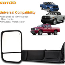 SCITOO Towing Mirrors fit for Dodge Ram High Perfitmance Exterior Accessories Mirrors fit 1998-2002 Ram 1500 Ram 2500 Ram 3500 with Power Controlling Heated Manual Flipping up and Telescoping