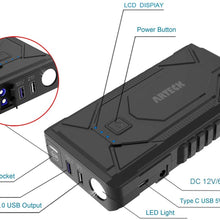 Arteck 1200A Peak Portable Car Jump Starter (Up to 7.0L Gas or 5.5L Diesel Engine) QDSP Auto 12V Battery Pack Booster and QC3.0 External Battery Charger for Automotive, Motorcycle, Boat, Smart Phone