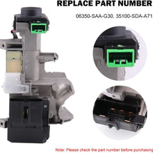 RYANSTAR Ignition Switch Lock Cylinder Assembly Compatible with Honda Accord CRV FIT Odyssey 2003-2011 with 2 Keys( 48 Chips Replace 06350-SAA-G30 35100-SDA-A71