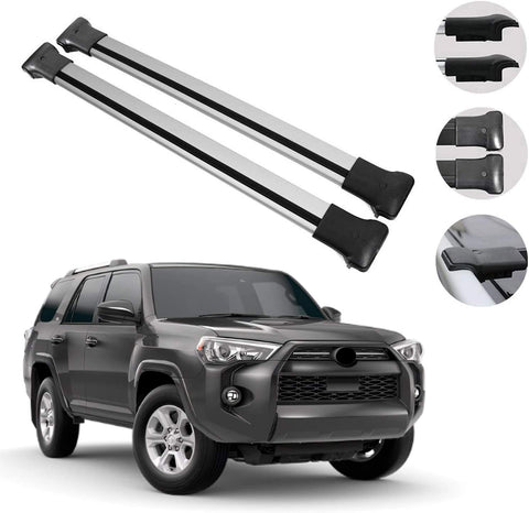 OMAC Roof Racks Lockable Cross Bars Carrier Cargo Racks Rail Aluminium Silver Set 2 Pcs. for Toyota 4Runner N280 2010-2021