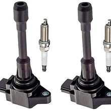 ENA Set of 4 Platinum Spark Plugs and 4 Ignition Coils compatible with 2005-2017 Nissan Frontier Versa Note Micra Sentra Versa 1.6L 1.8L 2.0L 2.5L UF509