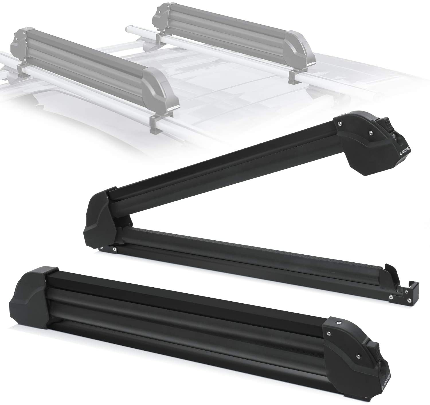 MaxKare Ski & Snowboard Car Racks Universal for 6 Pairs Skis/4 Snowboards Aviation Aluminum Resistant to -60°C Upgraded Ski Rack 33inch Fit Wing/Oblate/Square Crossbars Black