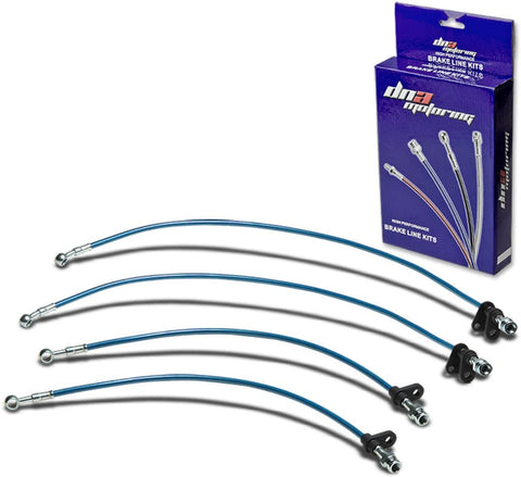 Replacement for Honda Prelude Stainless Steel Hose Brake Line Set (Red) - BA