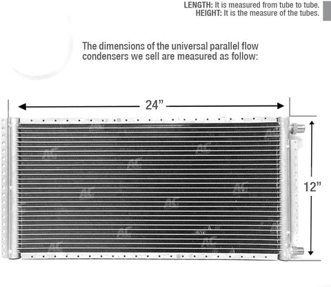 CNFP1224 AC A/C Universal Condenser Parallel Flow 12 x 24 O-ring #6 & #8