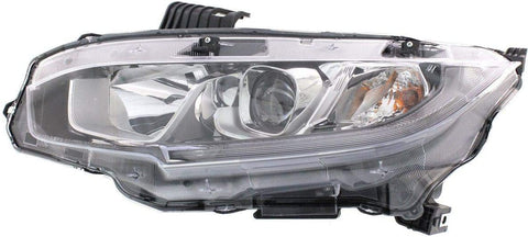 New Left Driver Side Halogen Headlight Assembly For 2016-2018 Honda Civic Sedan/Coupe/Hatchback Models HO2502173