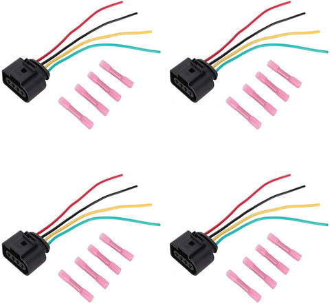 4 Packs Ignition Coil Connector Plug Harness Pigtail Harness Replacement for VW, Volkswagen Audi 1.8T, 2.0T, 2.5L, 3.2L, 4.2L Vehicles
