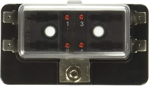Bussmann FP-ATC-04ID Fuse Panel (4 Pole Automotive ATC with LED Indicators and Clear Cover), 1 Pack