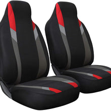 OxGord Car Seat Cover - Poly Cloth Black, Red and Gray with Front Low Bucket Seat - Universal Fit for Cars, Trucks, SUVs, Vans - 2 pc Set