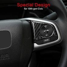Thenice for 10th Gen Civic Real Carbon Fiber Steering Wheel Trims Inner Wheel Button Decoration Cover for Honda Civic 2020 2019 2018 2017 2016