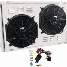 CoolingSky 3 Row Full Aluminum Radiator +2X12" Fan W/Shroud Combo for Chevy Corvette C3 5.7/5.0L V8 1977-1982
