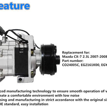 labwork AC Compressor & A/C Clutch CO24005C Replacement for 2007 2008 Mazda CX-7 2.3L EG2161K00 EGY16145Z