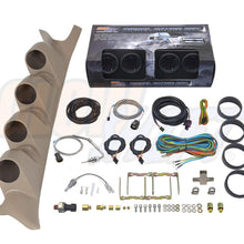 GlowShift Diesel Gauge Package for 1999-2007 Ford Super Duty F-250 F-350 Power Stroke - Tinted 7 Color 60 PSI Boost, 1500 F EGT, Transmission Temp & 100 PSI Fuel Pressure Gauges - Tan Quad Pillar Pod