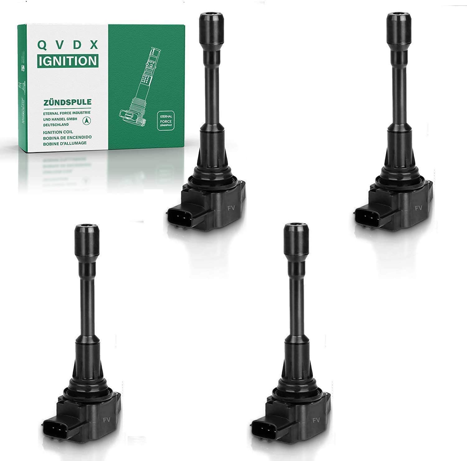 High Power Ignition Coil Pack of 4. Compatible with 2007-2017 Altima, Sentra, Cube, Rogue, Pathfinder, NV200 with 1.8L, 2.0L, and 2.5L Engines. And Infiniti FX50, M56, QX60 2.5L, 5.0L, 5.6L Engines