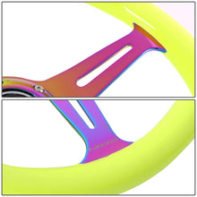 NRG Innovations ST-015MC-NYW 350mm Neo Chrome Spoke Neon Yellow Wood Grain Steering Wheel