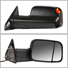 Replacement for RAM Truck Pair of Chrome Powered + Heated Smoked Signal Glass + Foldable Side Towing Mirrors
