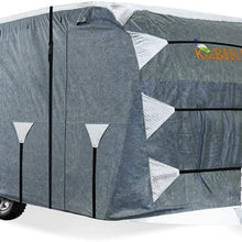 KING BIRD Upgraded Travel Trailer RV Cover, Extra-Thick 5 Layers Anti-UV Top Panel, Durable Camper Cover, Fits 22'- 24' Motorhome -Breathable, Waterproof, Rip-Stop with 2Pcs Straps & 4 Tire Covers