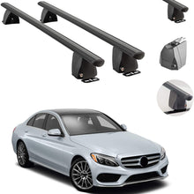 Roof Rack Cross Bars Lockable Luggage Carrier Fixed Point Roof Cars | Black Aluminum Cargo Carrier Rooftop Bars | Automotive Exterior Accessories Fits Mercedes C-Class Sedan 2015-2021