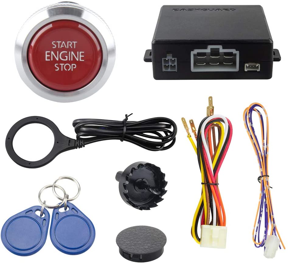 EASYGUARD EC008-P4 RFID car Alarm with transponder arm Disarm keyless go & Engine Start Stop Button for DC12v Cars