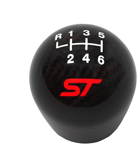 Ford Performance Parts M-7213-FSTCF Shifter Knob; Carbon Fiber; Black Glossy Finish; Bright ST Logo;